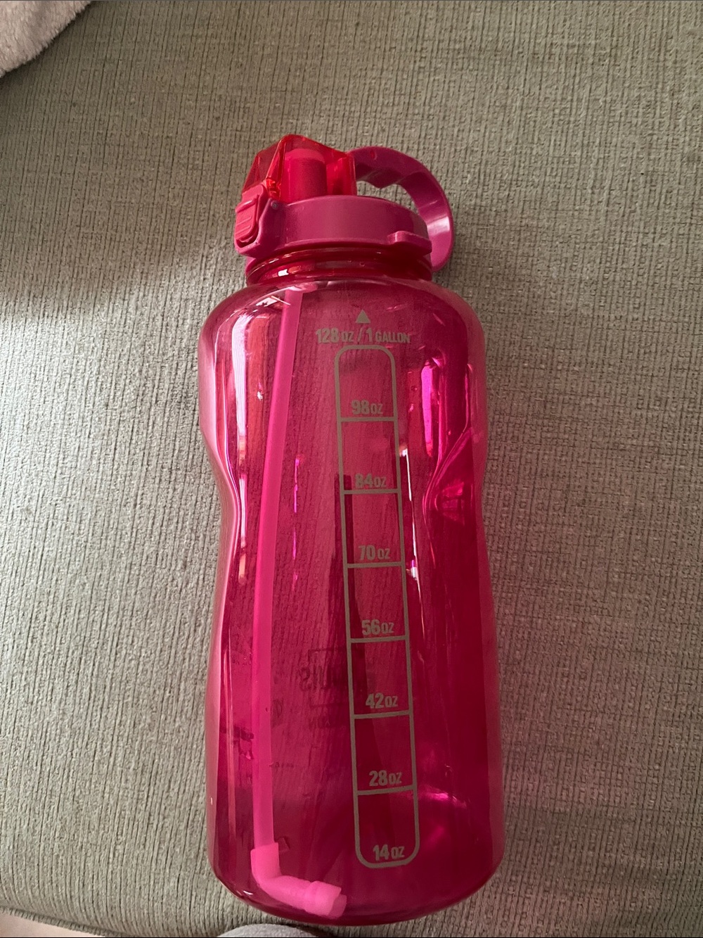 Pink Large Capacity Water Bottle with Measurement Markings